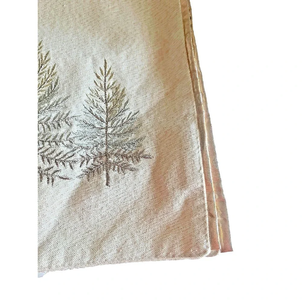 Cynthia Rowley Gold Tree Embroidered Placemats Set of 4 Gold Edged Lined Holiday